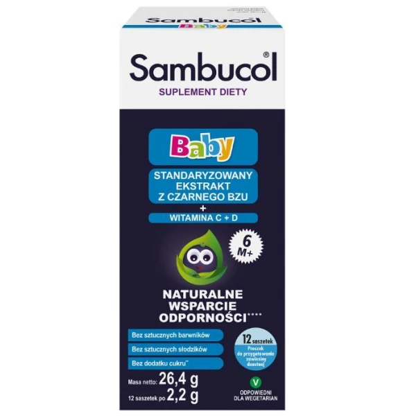 Sambucol Baby, proszek, dla dzieci po 6 miesiącu życia, 12 saszetek