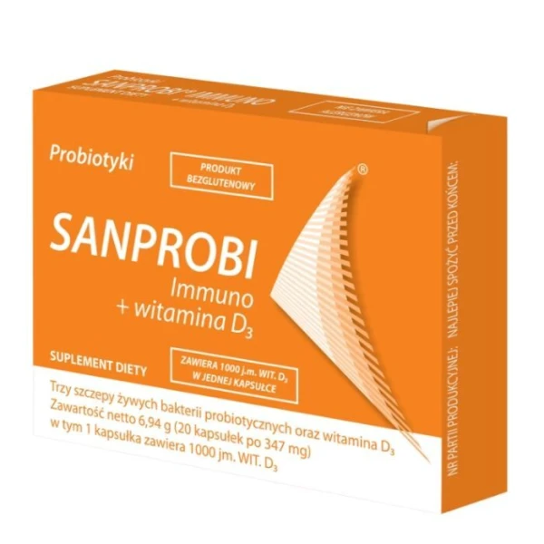 Sanprobi Immuno + witamina D3, 20 kapsułek
