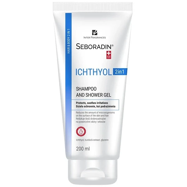 Seboradin Ichthyol 2w1, szampon do włosów i żel pod prysznic, 200ml