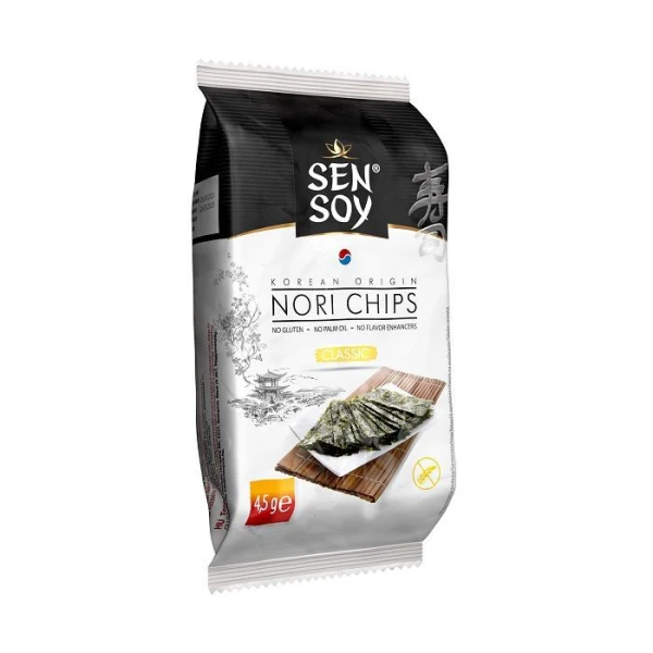 Sen Soy, chipsy Nori Classic z alg morskich, bezglutenowe, 4,5g