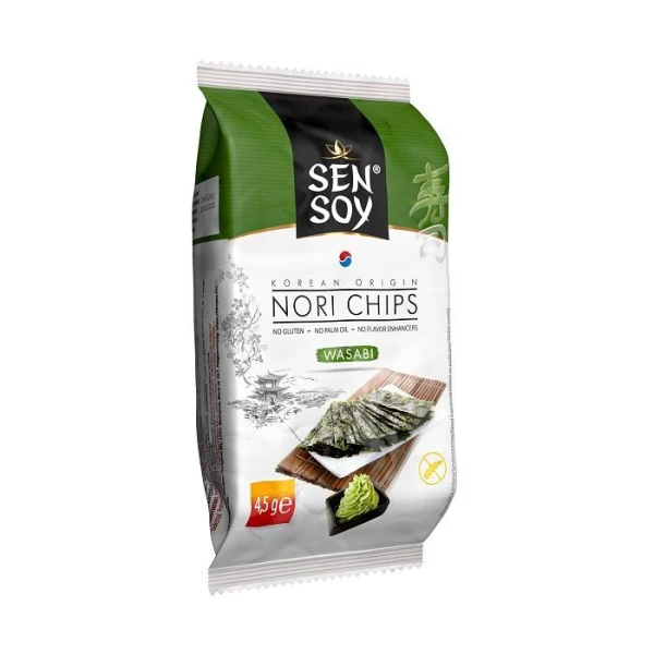 Sen Soy, chipsy Nori Wasabi z alg morskich, bezglutenowe, 4,5g