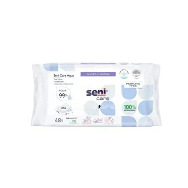 Seni Care Aqua, chusteczki pielęgnacyjne, nawilżane, 48 sztuk