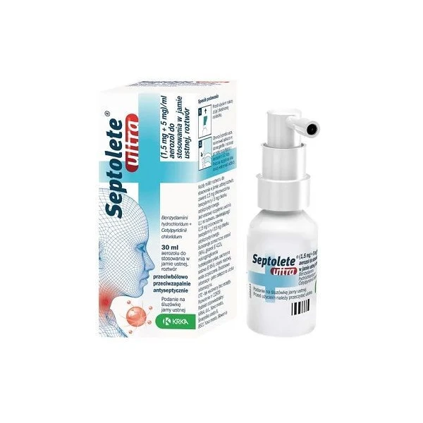 Septolete ultra (1,5mg+5mg)/ml, aerozol do stosowania w jamie ustnej, 30ml