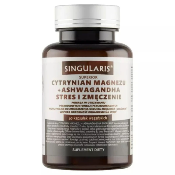 Singularis Superior, Cytrynian magnezu i Ashwagandha, Stres i zmęczenie, 60 kapsułek wegańskich