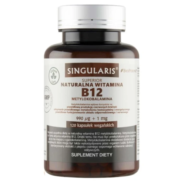 Singularis Superior, Naturalna witamna B12 + BioPerine, 120 kapsułek wgańskich