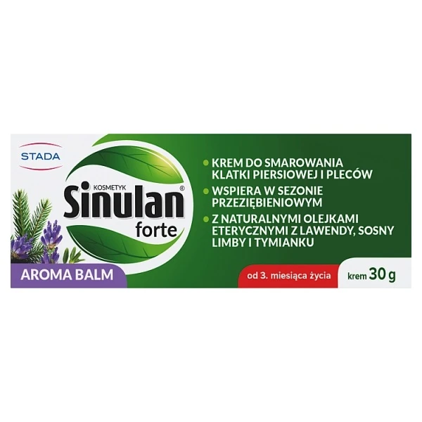 Sinulan Forte Aroma Balm, krem do smarowania klatki piersiowej i pleców, od 3 miesiąca życia, 30g