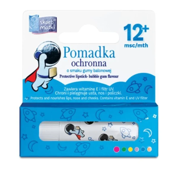 Skarb Matki, pomadka ochronna z filtrem UV, smak gumy balonowej, po 1 roku życia, 6,5g