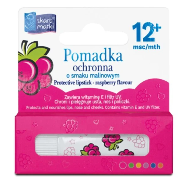 Skarb Matki, pomadka ochronna z filtrem UV, smak malinowy, po 1 roku życia, 6,5g