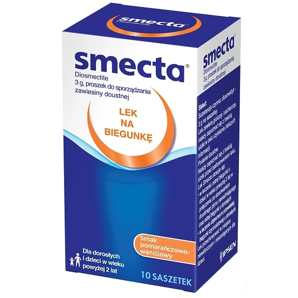 Smecta 3g, smak pomarańczowo-waniliowy, proszek, 10 saszetek