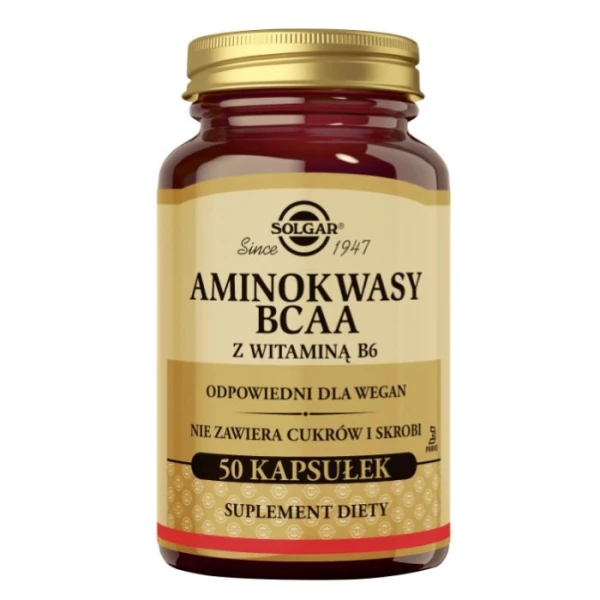 Solgar Aminokwasy BCAA z Witaminą B6, 50 kapsułek