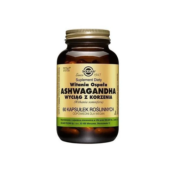 Solgar Ashwagandha, wyciąg z korzenia, 60 kapsułek