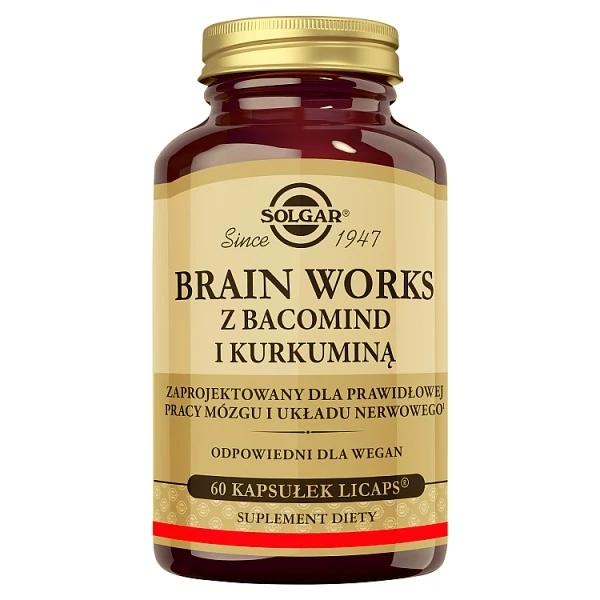 Solgar Brain Works, z bacomind i kurkuminą, 60 kapsułek