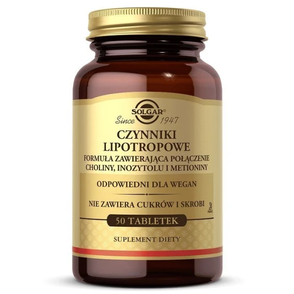 Solgar Czynniki Lipotropowe, cholina, inozytol i metionina, 50 tabletek