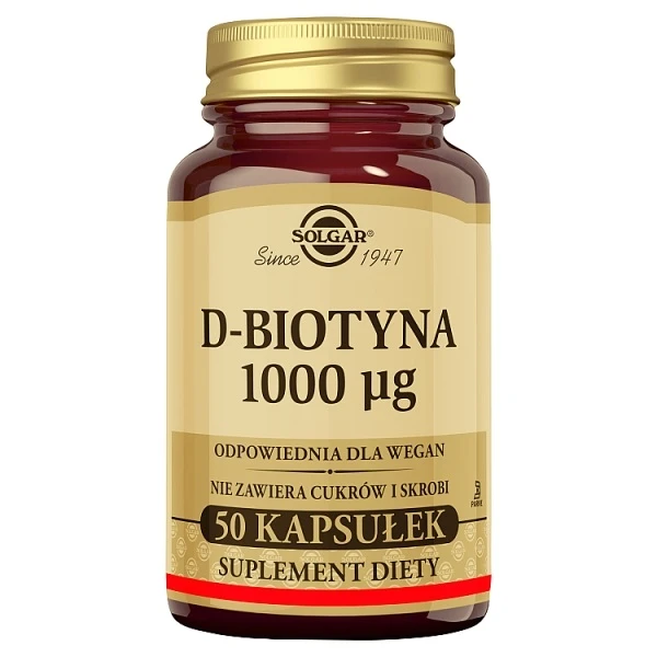 Solgar D-biotyna 1000mcg, 50 kapsułek