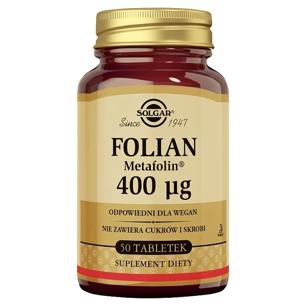 Solgar Folian (Metafolin) 400mcg, 50 tabletek