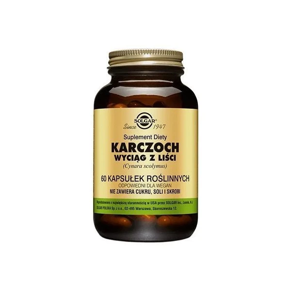 Solgar Karczoch, wyciąg z liści, 60 kapsułek