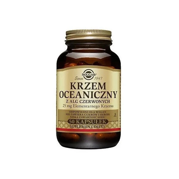 Solgar Krzem Oceaniczny z Alg Czerwonych, krzem elementarny 25mg, 50 kapsułek