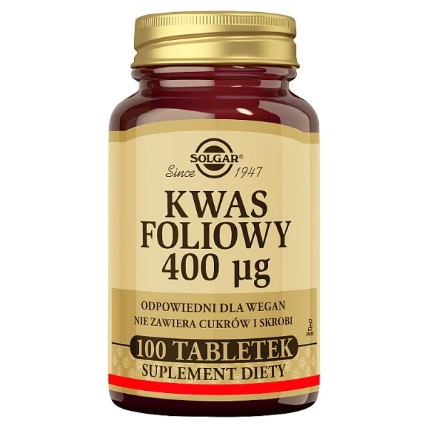 Solgar Kwas Foliowy 400mcg, 100 tabletek