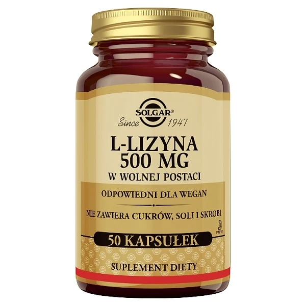 Solgar L-lizyna 500mg, 50 kapsułek