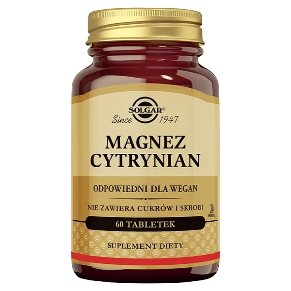 Solgar Magnez Cytrynian, 60 tabletek