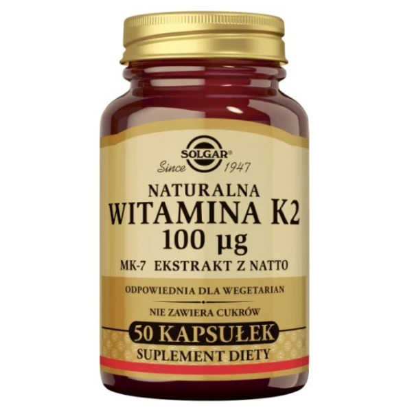 Solgar Naturalna Witamina K2 100µg, 50 kapsułek
