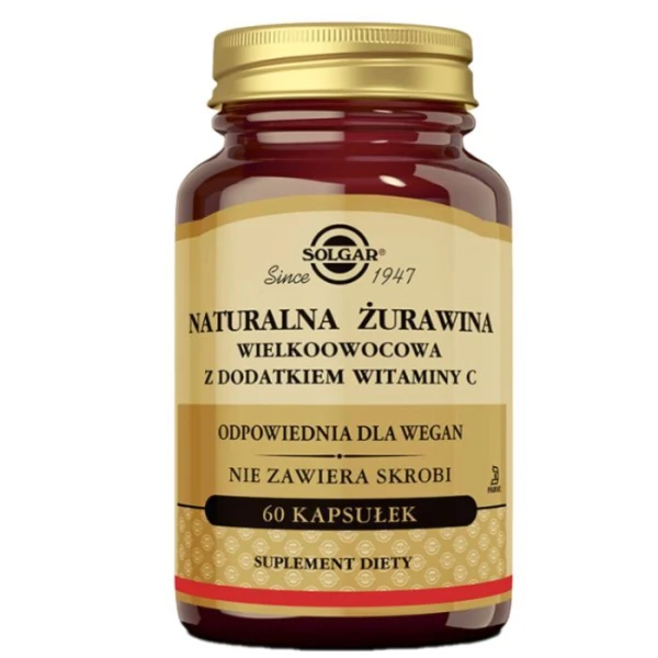 Solgar Naturalna Żurawina Wielkoowocowa z dodatkiem witaminy C, 60 kapsułek