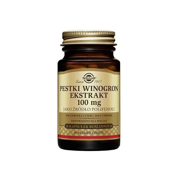 Solgar Pestki Winogron Ekstrakt 100mg, 30 kapsułek