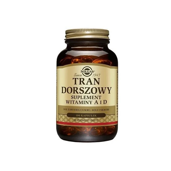 Solgar Tran Dorszowy, suplement witaminy A i D, 100 kapsułek