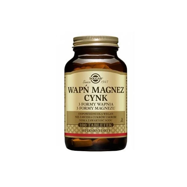 Solgar Wapń Magnez Cynk, 100 tabletek