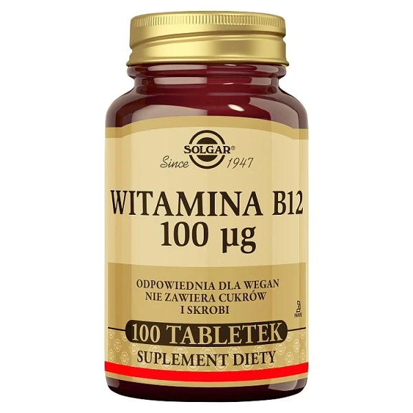 Solgar Naturalna Witamina B12 100mcg, 100 tabletek
