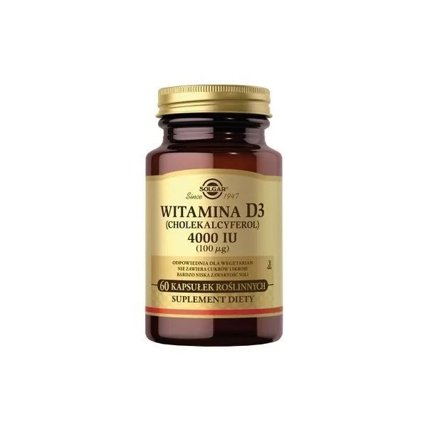 Solgar Witamina D3 (Cholekalcyferol) 4000 IU (100mcg), 60 kapsułek image