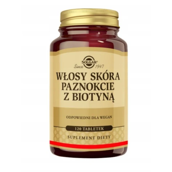Solgar Włosy Skóra Paznokcie z biotyną, 120 tabletek