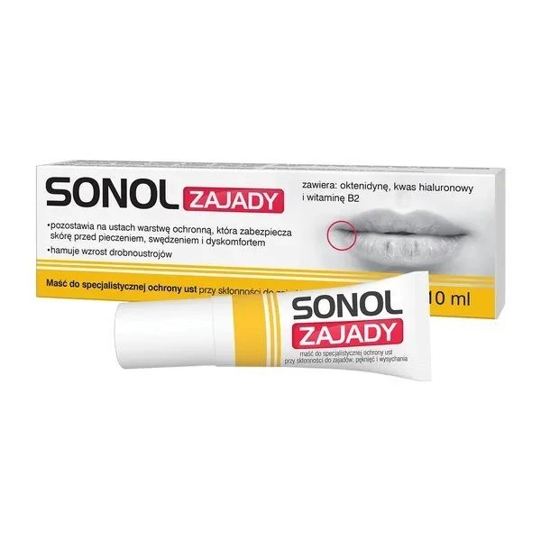 Sonol Zajady, maść do ochrony ust przy skłonności do zajadów, pęknięć i wysychania, 10ml