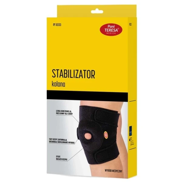 Stabilizator kolana, Pani Teresa, rozmiar S/M, kolor czarny, 1 sztuka