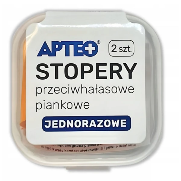 Stopery przeciwhałasowe, Apteo, piankowe, jednorazowe, 1 para (2 sztuki)