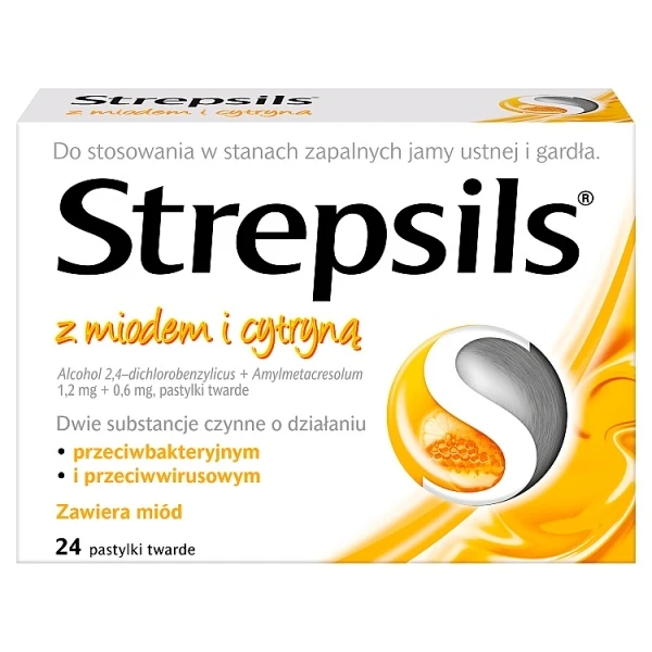 Strepsils z miodem i cytryną (0,6mg+1,2mg), 24 pastylki do ssania
