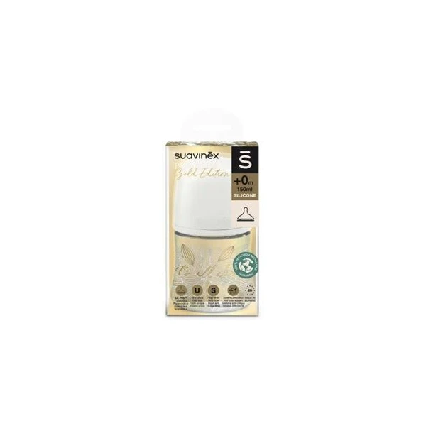 Suavinex, Gold Edition, butelka antykolkowa, wolny przepływ, od urodzenia, szara, 150ml