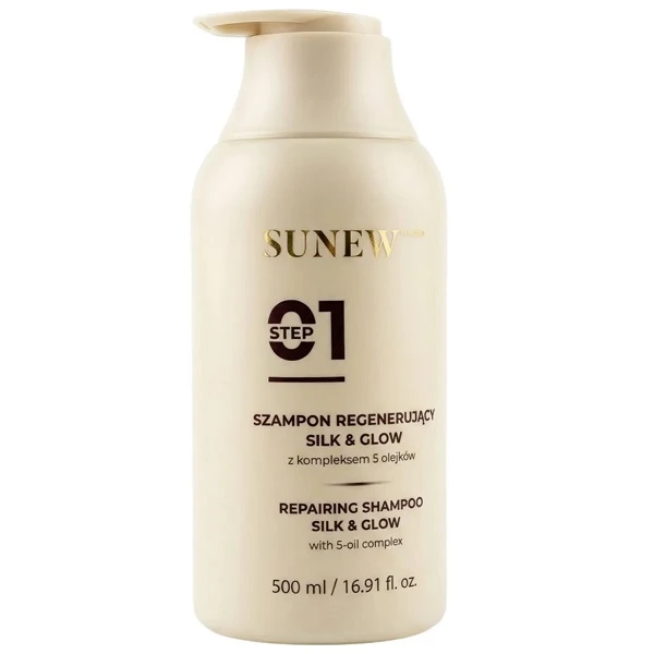 SunewMed+ Silk&Glow, szampon regenerujący z kompleksem 5 olejków, 500ml