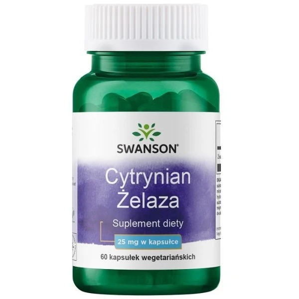 Swanson, Cytrynian Żelaza, 60 kapsułek