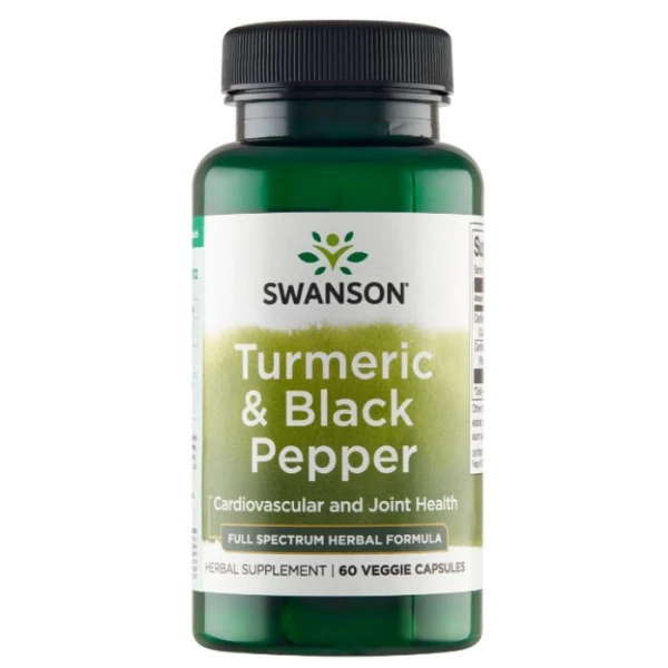 Swanson, Full Spectrum Turmeric & Black Pepper, kurkuma i czarny pieprz, 60 kapsułek