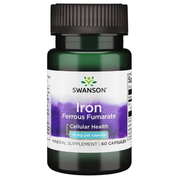 Swanson, Iron Ferrous Fumarate, fumaran żelaza, 60 kapsułek
