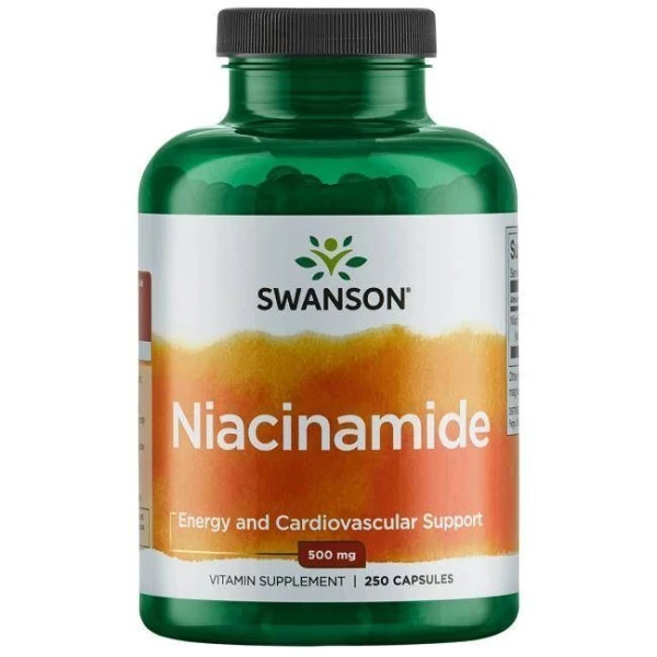 Swanson, Niacinamide 500mg, niacyna, 250 kapsułek