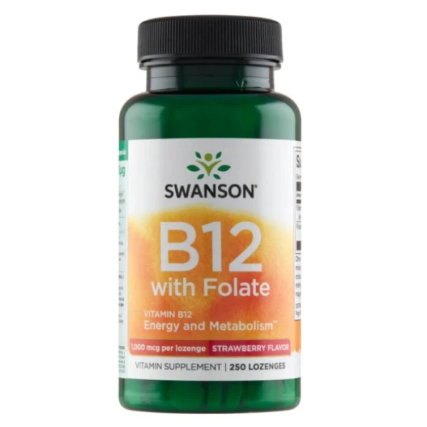 Swanson, Witamina B-12, smak truskawkowy, 250 tabletek do ssania