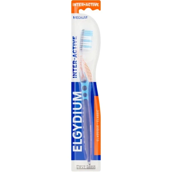 Elgydium Inter-Active, szczoteczka do zębów, średnia, 1 sztuka