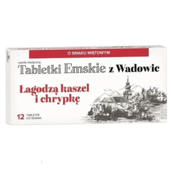 Tabletki Emskie z Wadowic, smak miętowy, 12 tabletek do ssania