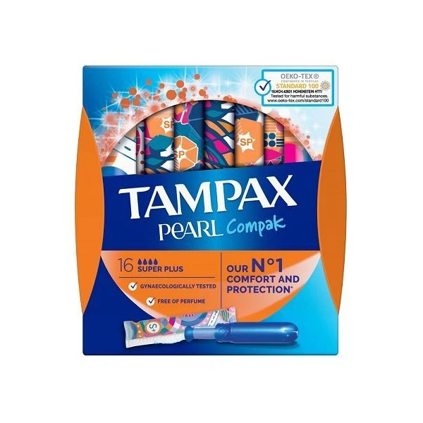 Tampax Compak Pearl, tampony higieniczne, Super Plus, 16 sztuk