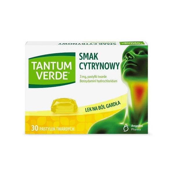 Tantum Verde 3mg, smak cytrynowy, 30 pastylek do ssania