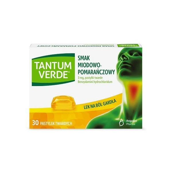 Tantum Verde 3mg, smak miodowo-pomarańczowy, 30 pastylek do ssania