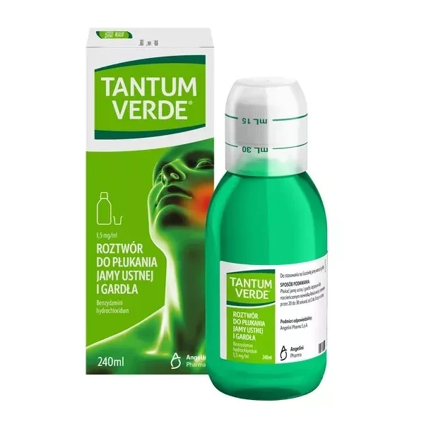Tantum Verde 1,5mg/ml, roztwór do płukania jamy ustnej i gardła, 240ml