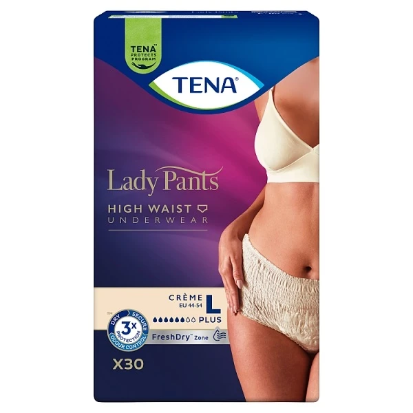 Majtki chłonne Tena Lady Pants Plus Creme, rozmiar L, chłonność 6/8, 30 sztuk